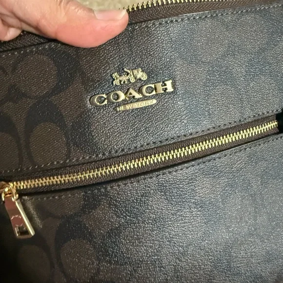 Coach Brown Signature Crossbody with Black Strap and Gold Hardware - Picture 2 of 6
